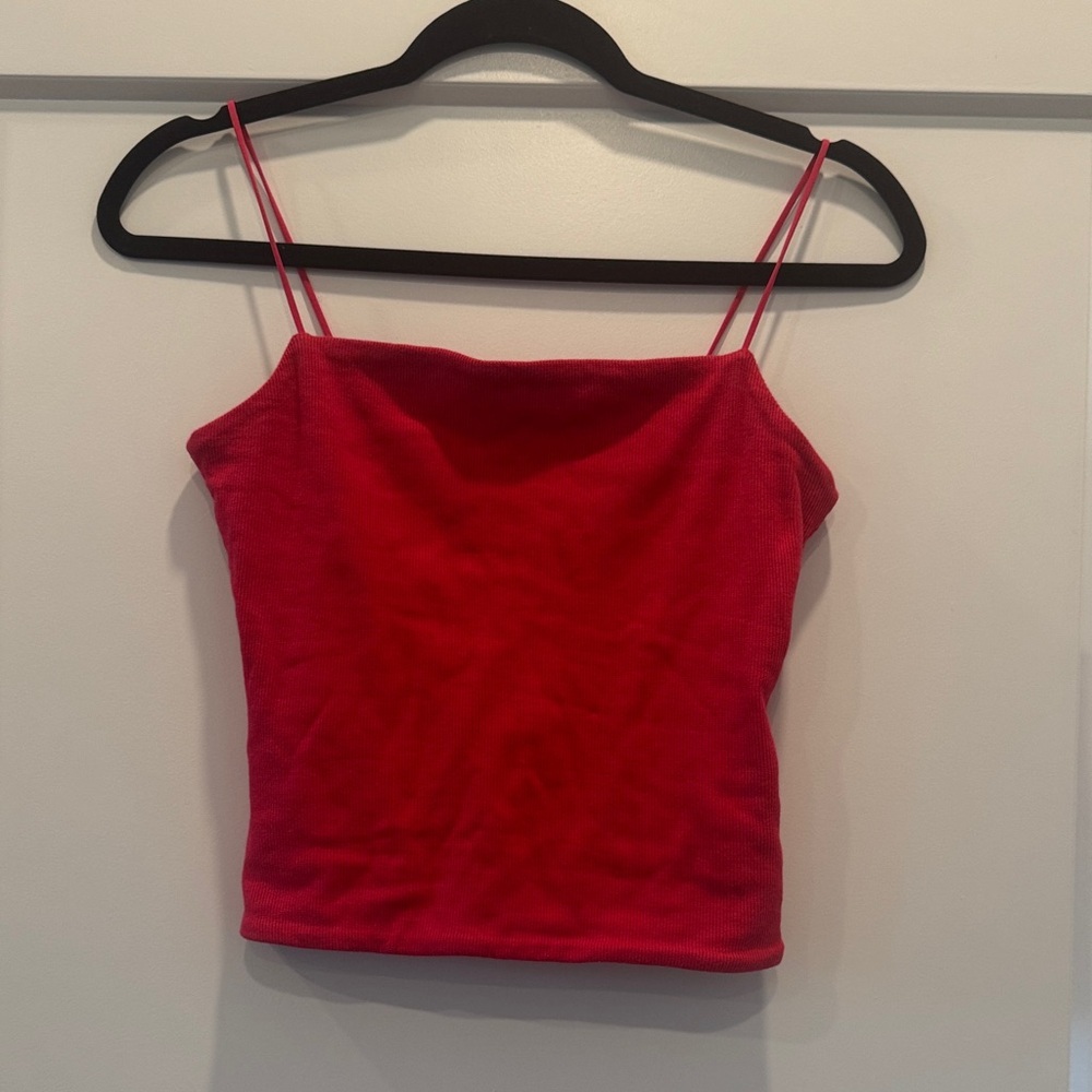 Madewell pink ribbed squareneck tanktop